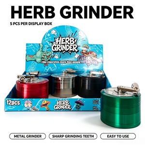 Round Zinc Alloy Manual Modern <b>Herb</b> Grinder with Full Printed Art Design and Customizable Logo for Tobacco Accessories - Product Image 1
