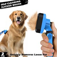 Ensemble de 3 brosses de toilettage pour animaux de compagnie : brosse lissante autonettoyante, râteau démêlant double face et peigne anti-puces pour chiens et chats