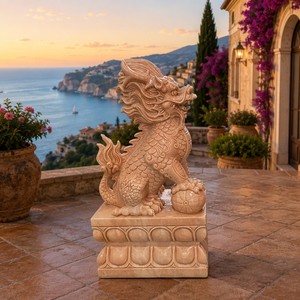 Estatua de Mármol Natural Tallada a Mano, Duradera, con Diseño Europeo, para Protección de Propiedades Exteriores - Product Image 3