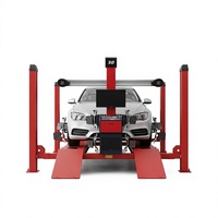Machine d'alignement des roues à double écran avec suivi automatique et pont élévateur quatre colonnes pour usage commercial, professionnel et personnel