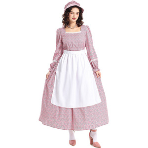 Costume de cinéma et de télévision XJ - Histoire américaine - Colonie prairie - <span class=keywords><strong>Robe</strong></span> florale rose à col carré - Product Image 2