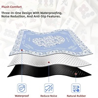 Nappe carrée en porcelaine bleue et blanche à motifs floraux, épaisse, antidérapante, insonorisante, pour jeux d'échecs et de cartes, usage domestique