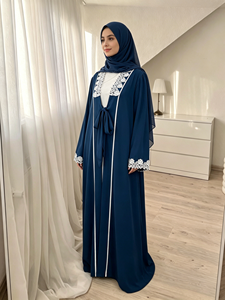 Modest Lace <b>Abaya</b> for Muslim Women Front Open Kimono <b>Abaya</b> Islamic Clothing with Lace Cuffs (1467) - Product Image 4
