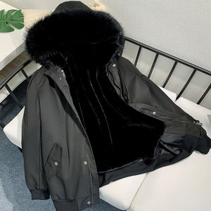 2024 hiver hommes grande taille Parker <span class=keywords><strong>manteau</strong></span> avec doublure en <span class=keywords><strong>fourrure</strong></span> amovible courte fausse <span class=keywords><strong>fourrure</strong></span> de vison col montant méthode de tissage non tissé - Product Image 3