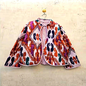 Chaqueta de Mujer Eket Print, Estilo Boho Hippie, Acolchada, de Algodón Ecológico, Reversible, con Estampado Kantha Indio Pintado a Mano, para Verano - Product Image 1