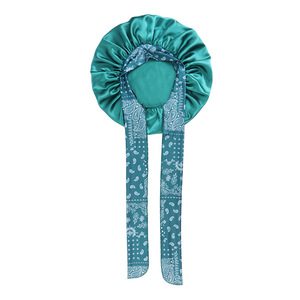 Gorro de Satén Ajustable con Estampado Paisley, de Una Sola Capa, para Dormir, con Banda Elástica Ancha para Mujer - Product Image 6