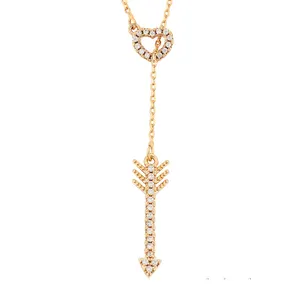 Xuping Christmas Promotion Heart Shaped Extension Chain Arrow Necklace