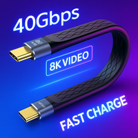 Kabel Pendek Tipe-C ke Tipe-C 240W Pengisian Cepat Kabel USB-C Transfer Data 40Gbps Kabel Ekstensi Pengisian Data FPC Tipis Datar 8K
