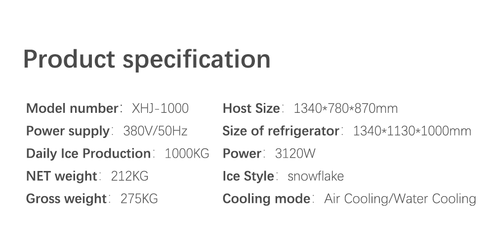 Hot Sale 1000kg Large Capacity Commercial Ice Maker Fully Automatic Snowflake Ice Machine