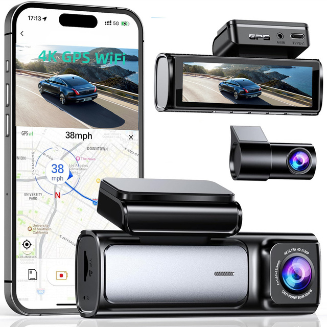 JARVIS 3.59'' 4K Dashcam Wifi Dual 4k Front and Rear Camera Car Dvr 4k GPS Dashcam for Car Dash Cam