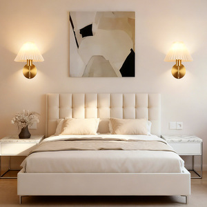 Lampes murales traditionnelles, corps en cuivre, abat-jour blanc, E26 LED, commande par interrupteur, montage mural pour chambre à coucher, salon, cuisine - Product Image 4