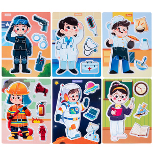 Puzzle en bois préscolaire pour tout-petits, thème auxiliaires communautaires, puzzle à chevilles de reconnaissance, jouets éducatifs d'apprentissage des personnages pour enfants - Product Image 1