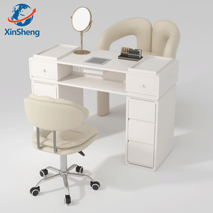 Bureau de <span class=keywords><strong>manucure</strong></span> professionnel en or blanc de luxe léger avec collecteur de poussière, chaise à ongles moderne en métal pour chambre à coucher ou usage en centre commercial - Product Image 4