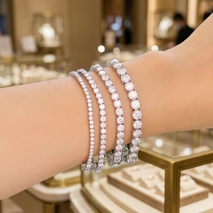 3mm 4mm 5mm 6mm Gold Plated 925 <b>Silver</b> Iced Out Tennis Bracelet <b>for</b> <b>Men</b> Women with Moissanite Chain - Product Image 4