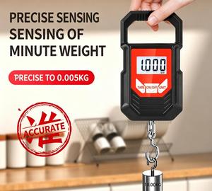 เครื่องชั่งน้ำหนักอิเล็กทรอนิกส์แบบพกพา LCD กันน้ำ ความละเอียด 0.005 กิโลกรัม ขนาดกะทัดรัด พกพาสะดวก ใช้ได้ทั้งในเชิงพาณิชย์และในบ้าน เหมาะสำหรับชั่งส่งพัสดุ ชั่งน้ำหนักปลา พร้อมตะขอ - Product Image 3