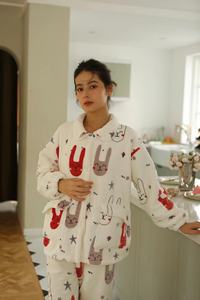 Nouvel ensemble de <span class=keywords><strong>pyjama</strong></span> d'hiver en polaire composite épaissie | Molleton de lait et d'agneau, imprimés de dessins animés de Noël multicolores, vêtements de détente - Product Image 3