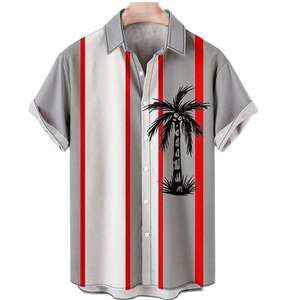 批发最新椰子树3d印花休闲衬衫设计透气夏季男士夏威夷衬衫 - Product Image 4