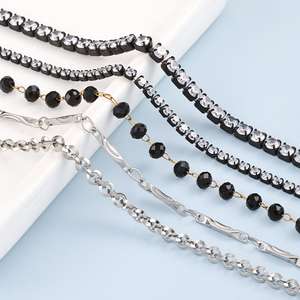 Cadena Decorativa <span class=keywords><strong>de</strong></span> Acero Inoxidable con Cristales <span class=keywords><strong>de</strong></span> Imitación, Cadena Negra para Joyería, Accesorios <span class=keywords><strong>de</strong></span> Alta Calidad para Manualidades <span class=keywords><strong>y</strong></span> <span class=keywords><strong>Prendas</strong></span> <span class=keywords><strong>de</strong></span> Vestir, <span class=keywords><strong>Venta</strong></span> al Por Mayor - Product Image 1