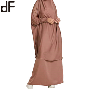 New nida abaya hồi giáo ăn mặc thiết lập cầu nguyện Arab phụ nữ quần áo 2 miếng smocked Tops và đàn hồi Dài váy hijab abaya telekung - Product Image 2