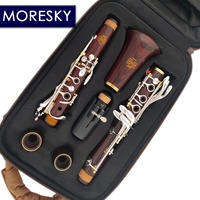 MORESKY Clarinet Bb Cocobolo Wood Silver Plated Keys 18-Key Customizable Luna Nickel Silver Surface Grenadilla Body