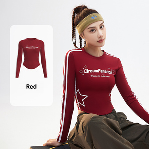 Của phụ nữ ribbon in dài tay áo Yoga Tank aist xác định căng thể thao Tank Top Vòng cổ đám mây cảm thấy thể thao T-Shirt - Product Image 1