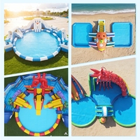 Parc aquatique gonflable géant commercial, installations d'amusement aquatique gonflables, usine directe, parc aquatique gonflable avec piscine