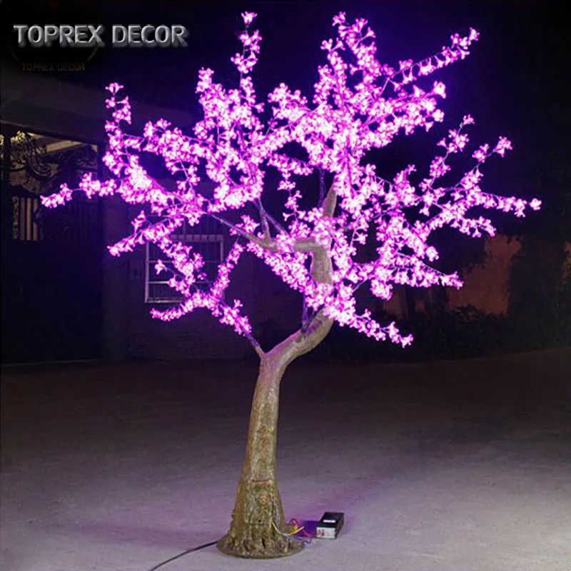 Toprex Dekorasi Pernikahan Bercahaya Led, Lampu Dekorasi Pohon Daun Buatan Sakura Liburan Luar Ruangan