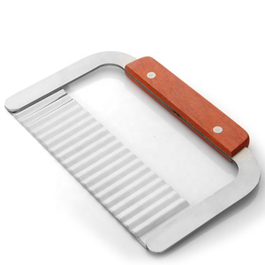 Potato Chip <strong>Crinkle</strong> <strong>Cutting</strong> Tool French Fry Slicer Stainless Steel Blade Wooden Handle Vegetable Salad Chopping <strong>Knife</strong> - Product Image 1
