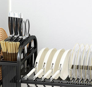 Сушилка для посуды из нержавеющей стали и подставка для ножей и палочек для еды – водонепроницаемая, крепление к раковине, антикоррозийная, без сверления - Product Image 5
