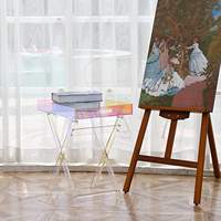 Tendance de la mode Gradient Couleur Restaurant Table De Rangement Poignée Conception Table D'appoint Table Acrylique Pliable