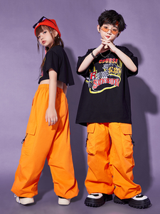 SXCCYH Conjunto de actuación de hip-hop para niños de moda Traje de baile callejero explosivo hermoso Mono y Diadema Hecho de algodón - Product Image 4