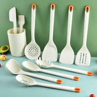 Ustensiles de cuisine en silicone personnalisés de qualité alimentaire sans BPA, spatule/cuillère/pinceau/épandeur/lalette, 7 pièces, pour four/micro-ondes