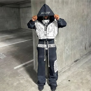 High End Private Label Clothing Factory Custom Design Logo Heavy Weight Cotton French Terry Autumn Track Suits Men Luxury - Product Image 1
