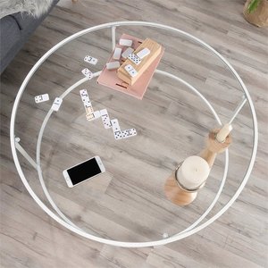 Modern Multifunctional Coffee <b>Table</b> with Tempered <b>Clear</b> Glass Top and Elegant Metal Frame for Living Room or Kids Room - Product Image 6