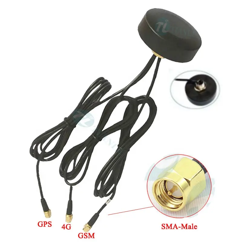 GSM/GPS/4G Triple Band Frekuensi Actiive Antena GPS dengan Tiga SMA Male Konektor Indoor Penggunaan Kendaraan