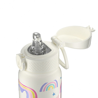 Botella de Agua Infantil de Acero Inoxidable de Doble Pared y Aislamiento al Vacío de 550 ml con Pajita, Diseño de Dibujos Animados, Logotipo Personalizado, Venta al Por Mayor