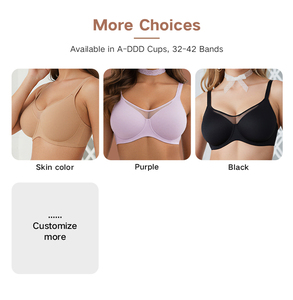 Soutien-gorge à armatures sans doublure, sexy, grandes tailles, pour femme de bureau, usage quotidien, transparent, fermeture dorsale, vente en gros - Product Image 3