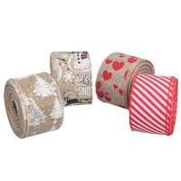 Ruban imprimé à bordure en fil de fer imitation lin à carreaux, très vendu à l'international, pour décoration de Pâques, artisanat DIY, vente en gros d'usine