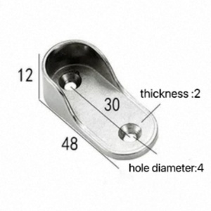 Soporte ovalado para tubo de armario, de aleación de zinc y acero, base de flanqueado para riel de barra de armario - Product Image 3
