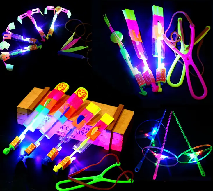 Wholesale LED Slingshot Helicopter Toy Light Up Flying Arrow Toys For Kids