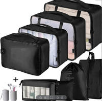 Ensemble de 9 Organiseurs de Compression avec Logo Personnalisé pour Voyage, Cubes de Rangement pour Valise, Sacs d'Organisation de Bagages