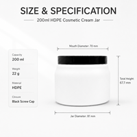 Pot cosmétique de luxe 200 ml en PEHD avec couvercle noir pour crème corporelle, emballage haut de gamme pour soins de la peau sous marque privée