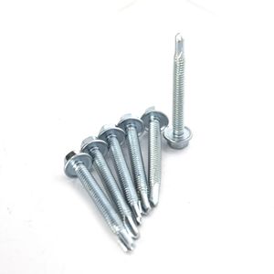 Vis autoforeuses à tête hexagonale à rondelle robuste, métriques, galvanisées, pour toitures métalliques, structures en acier, haute résistance, usage industriel - Product Image 1