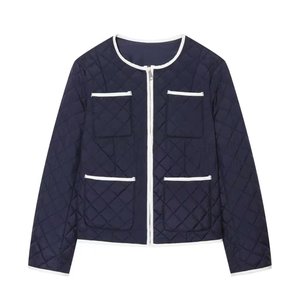 Blouson matelassé color-block personnalisé pour <span class=keywords><strong>femme</strong></span> 2026, coupe décontractée, léger, avec design à empiècements, vêtements d'extérieur OEM/ODM - Product Image 1