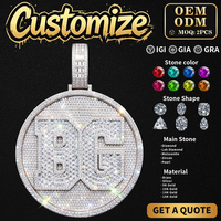 Nouvel Arrivage Pendentif Hip Hop Rond de Luxe en Argent Sterling 925 entièrement pavé de Moissanite pour Hommes Streetwear Vente en Gros