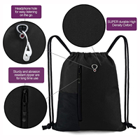 RPET – sac à dos personnalisé en Polyester avec cordon de serrage, sac de sport pour femmes et hommes, grande taille avec fermeture éclair et poches en filet pour bouteille d'eau