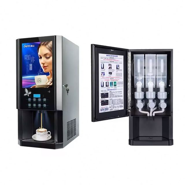 Fully Automatic Smart Touch Screen Vending Machine Stainless Steel for Business & Hotels for Milk Tea & Instant Coffee Making