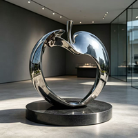 Sculpture abstraite moderne en acier inoxydable poli, faite à la main, décoration d'intérieur, cadeau d'affaires