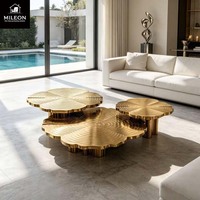 Modernes Rundes Couchtisch-Set Luxuriöser Wohnzimmer-Beistelltisch Gold Edelstahl Couchtisch Wohndekor