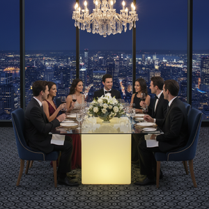Tables longues et étroites éclairées par LED, <span class=keywords><strong>table</strong></span> lumineuse RGB colorée pour le dîner - Product Image 4